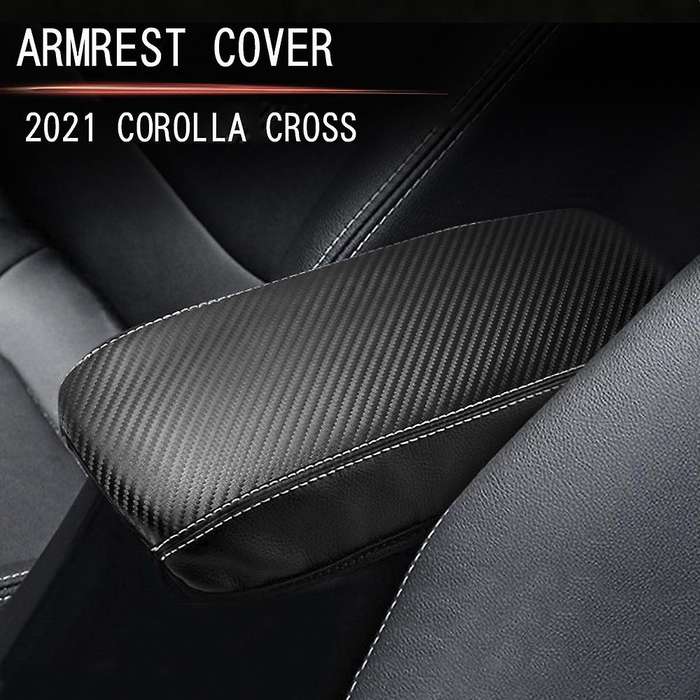 Car Carbon Fiber Center Console Lid Armrest Box Leather Protective C