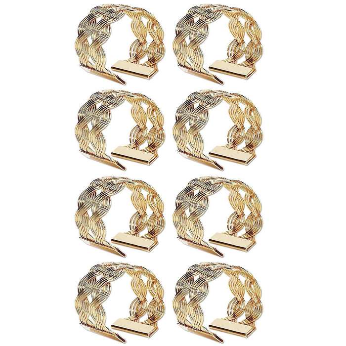 Round Napkin Holders Metal Wires Weaving Serviette Rings Parties