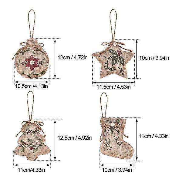 16 Pieces Christmas Tree Stocking Hanging Burlap for Xmas (8 Style)