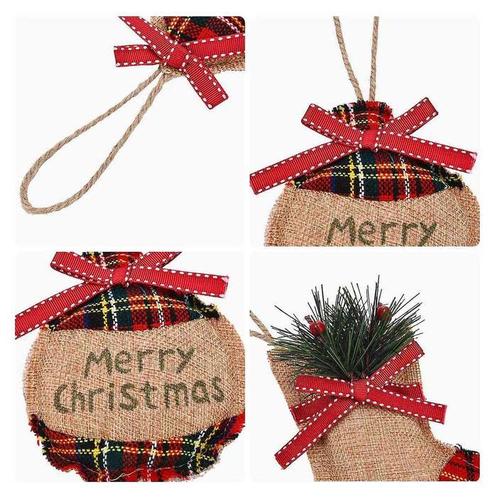 16 Pieces Christmas Tree Stocking Hanging Burlap for Xmas (8 Style)