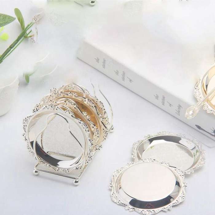 Metal 7-piece Set Of Coasters Cupcake Pans Small Saucers Kitchen