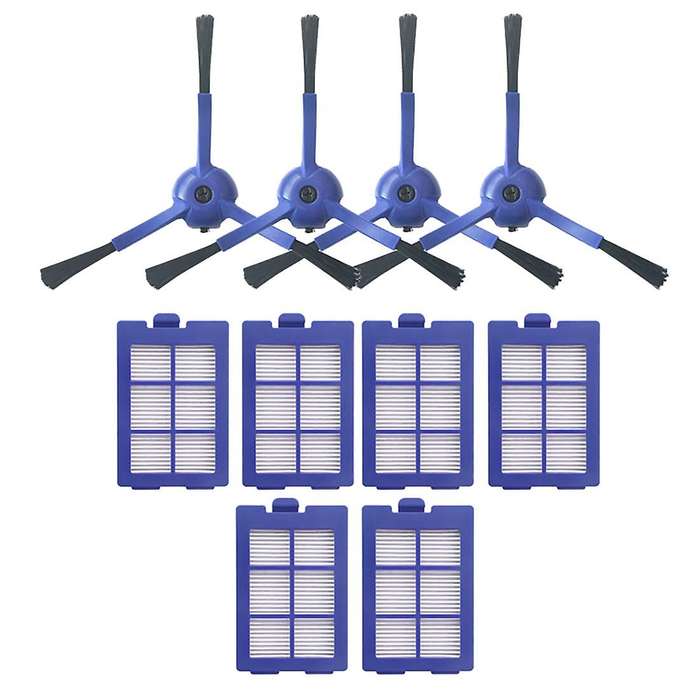 For Eufy X8 Sweeper Vacuum Cleaner Parts 4 Side Brushes + 6 Filters