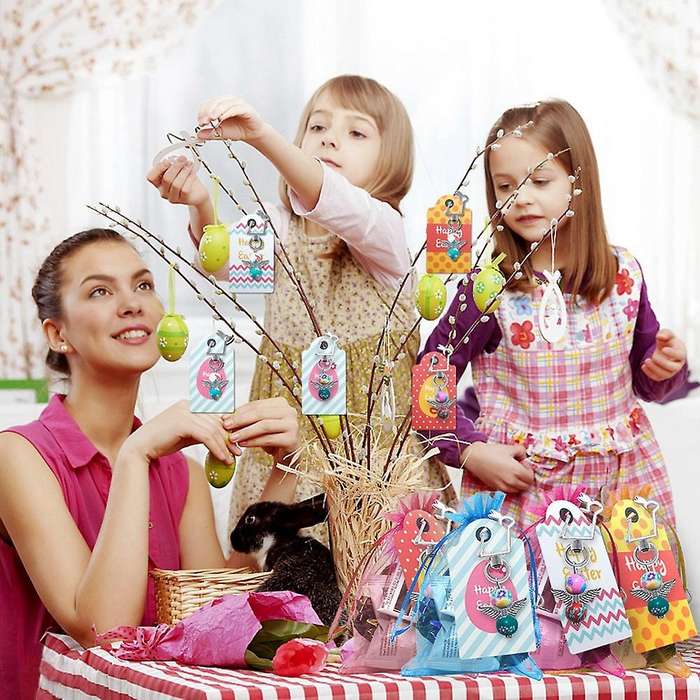24pc Easter Decorations Rabbit Shape Guardian Angel Keychain Handmade