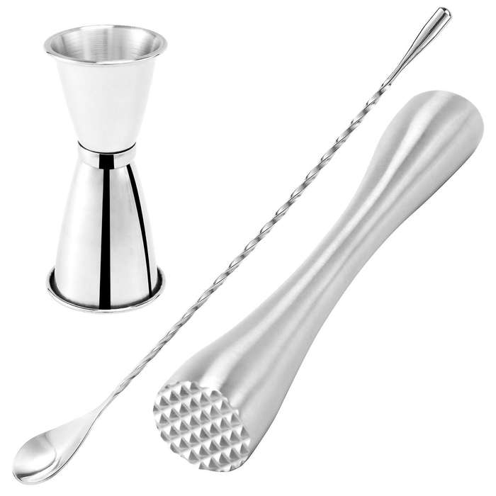 Cocktail Shaker Set, Stainless Steel Cocktail Muddler