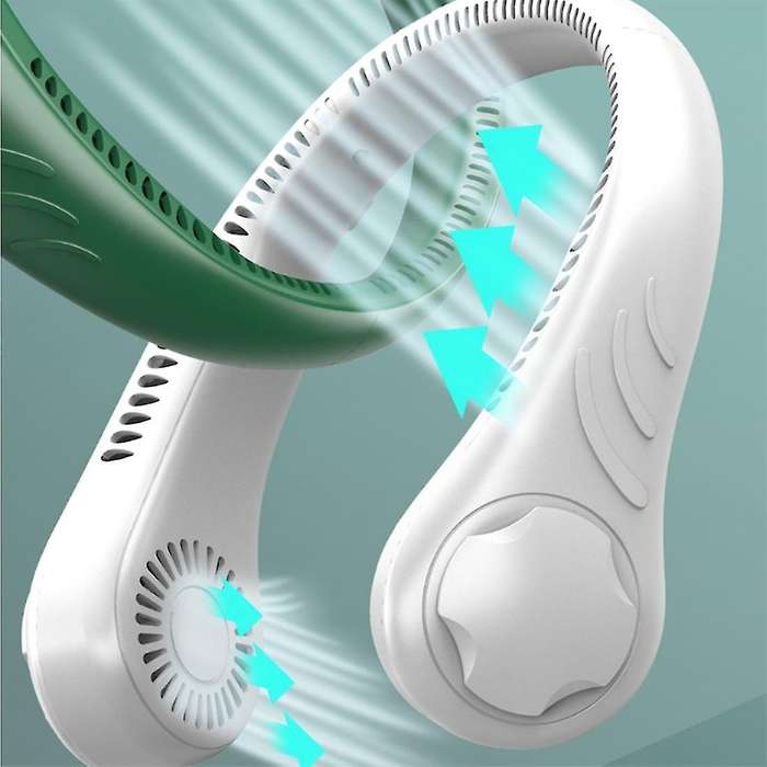 Hanging Neck Portable Personal Wearable Neckband Leafless Fan White