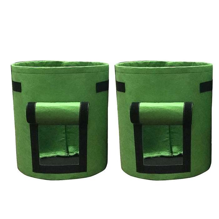 2 Pcs Felt 10 Gallon Nonwoven Fabric Vegetable Growing Bags(green)