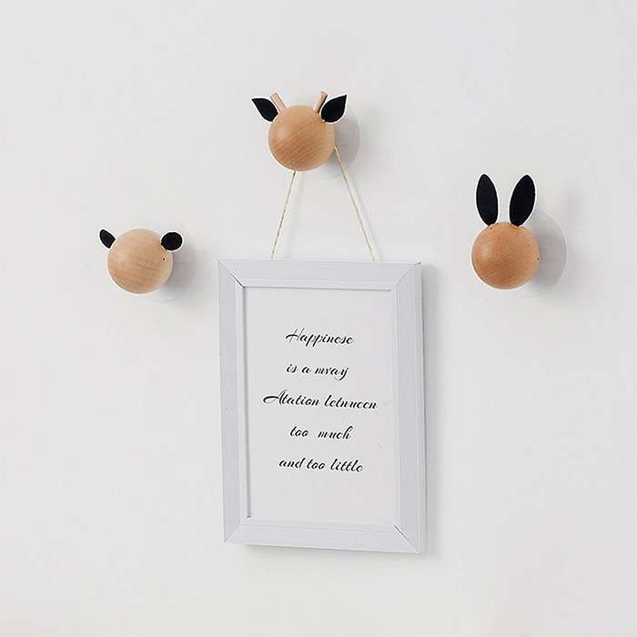 Children Bedroom Wall Decoration Non Perforated Animal Head Hanging