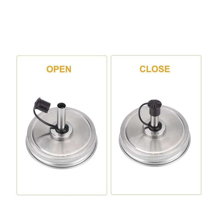 6pcs Regular Mouth Mason Jar Pour Spout Lids with Plastic Caps