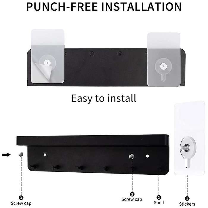 Key Holder for Wall Decorative,stainless Steel Key Rack with 6 Hooks
