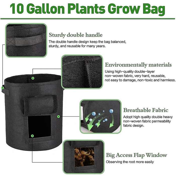 3packs 10 Gallon Plant Grow Bags with Breathable and Two Handles