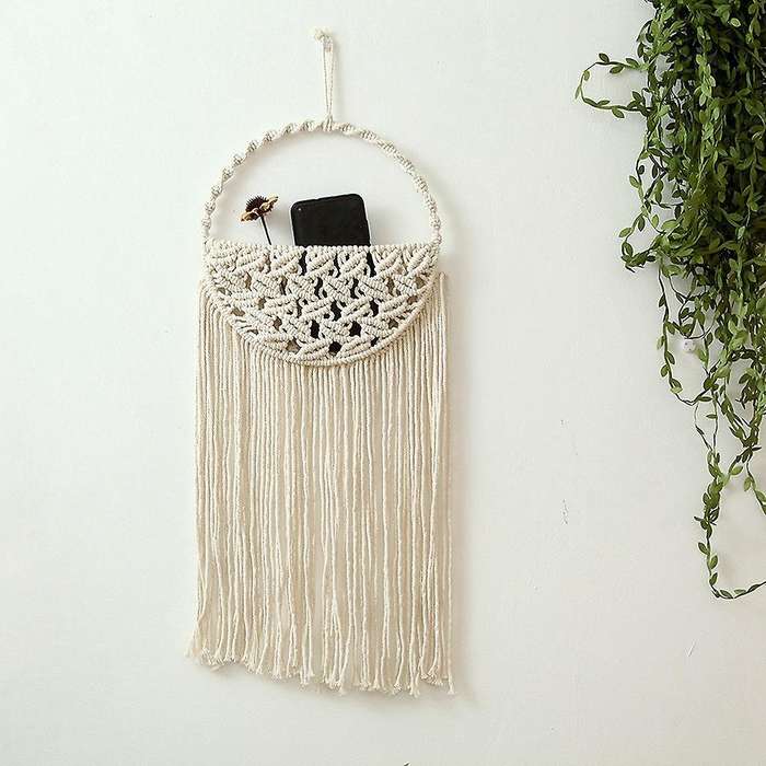 Cotton Macrame Basket Hanging,macrame Hammock Bag, Boho for Kitchen