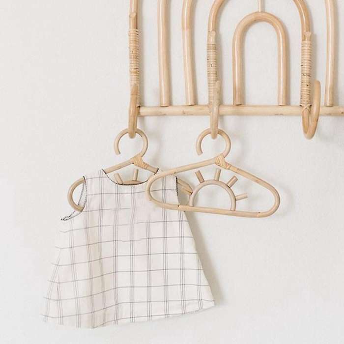 Rattan Wall Hooks Kids Garments Organizer Rack Clothes Hat Hanging