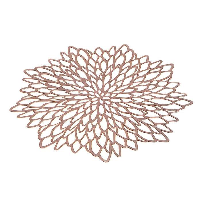 Table Mat Hibiscus Flower Bronzing Pvc Placemat Rose Gold 6 Pieces