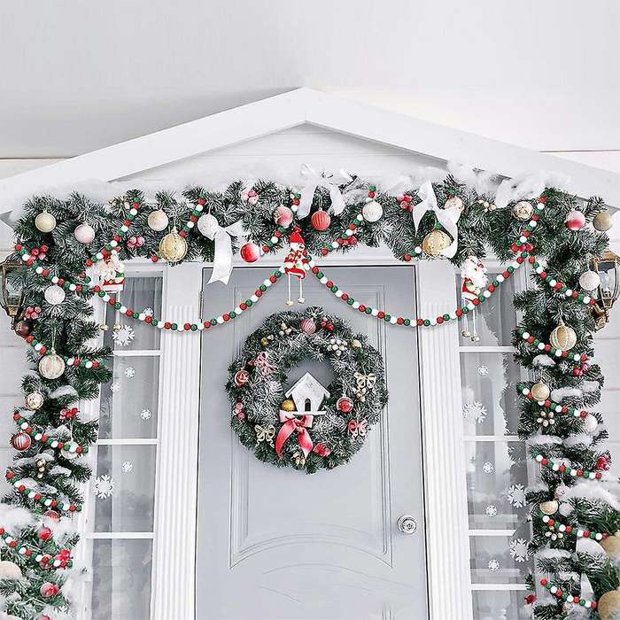 4pcs Christmas Tassel Wooden Bead Garland Kid's Room Wall Home Decor