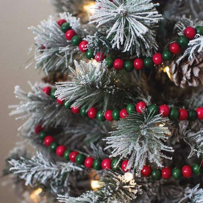 4pcs Christmas Tassel Wooden Bead Garland Kid's Room Wall Home Decor