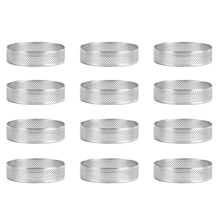 12 Pack Stainless Steel Tart Rings 3 In,perforated Cake Mousse Ring