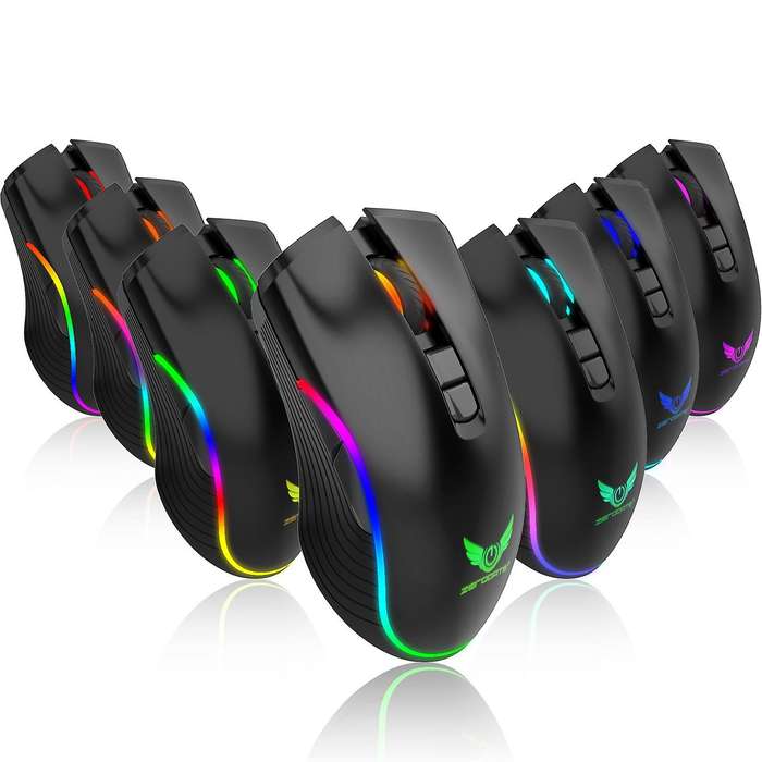Zerodate 2.4ghz Wireless Mouse Type C Rechargeable Gaming Computer