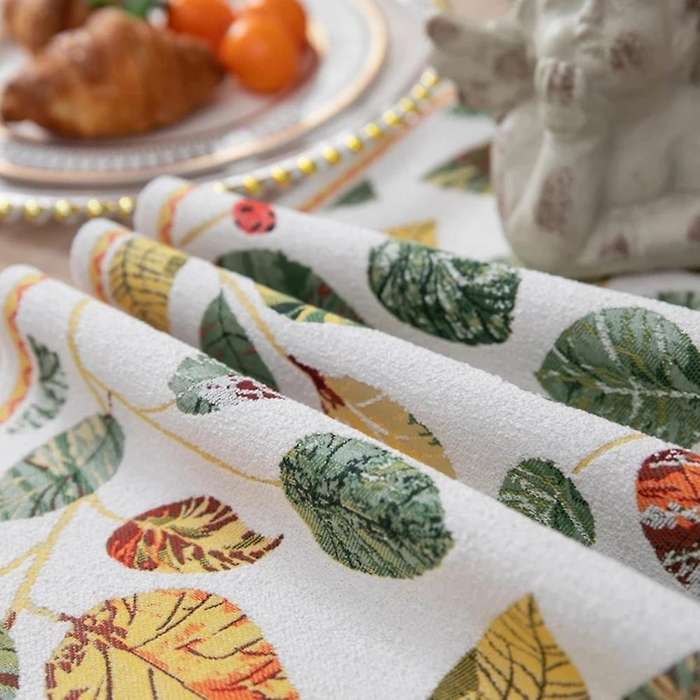 Pastoral Jacquard Embroidery Green Table Runner Christmas Home Tassel