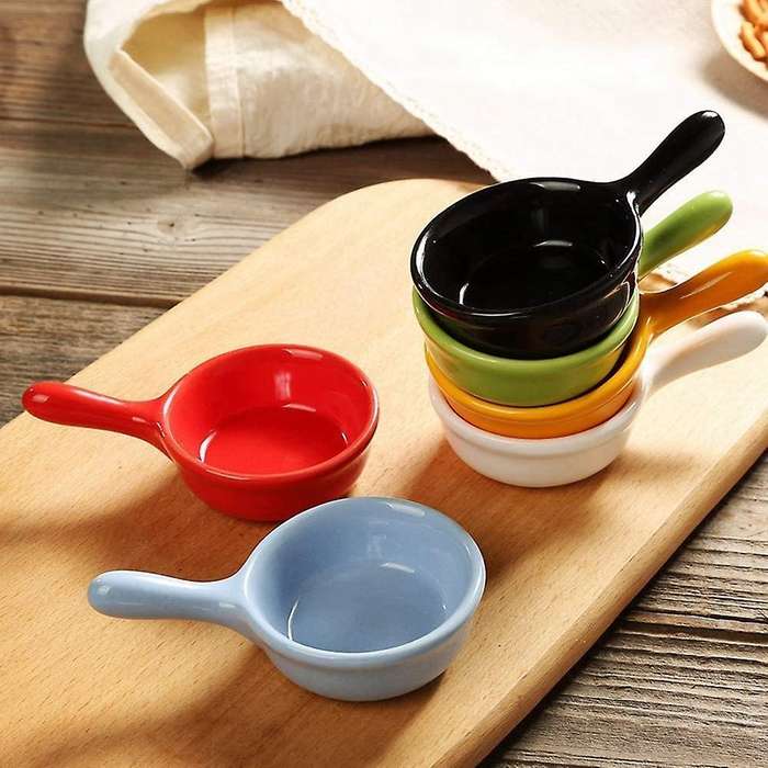 6 Pcs Ceramic Sauce Plate Colorful Mini Bowl Set Seasoning Plate