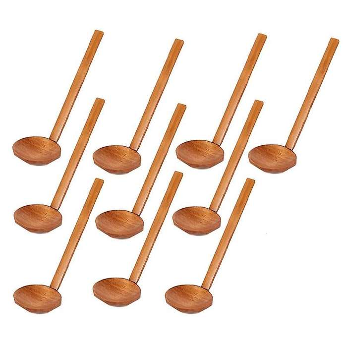 Japanese 8.5 Inch Ramen Handcrafted Wooden Soup Spoon Wooden 10 Pcs