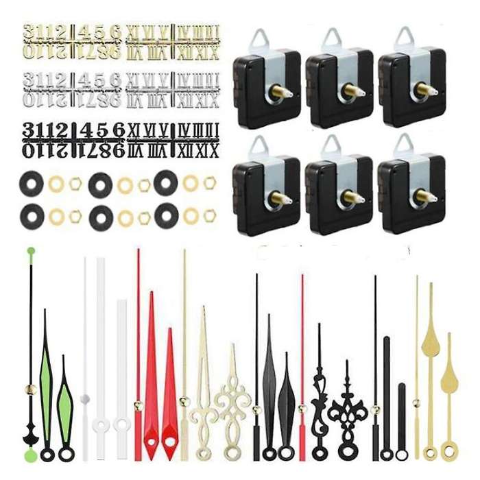 6pcs Clock Movement Diy Wall Clock 6 Clock Numerals Kit for Diy Clock
