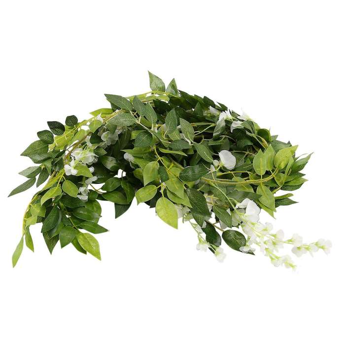 4 Pcs Flower Garland Wisteria Artificial Flowers Plants (white)