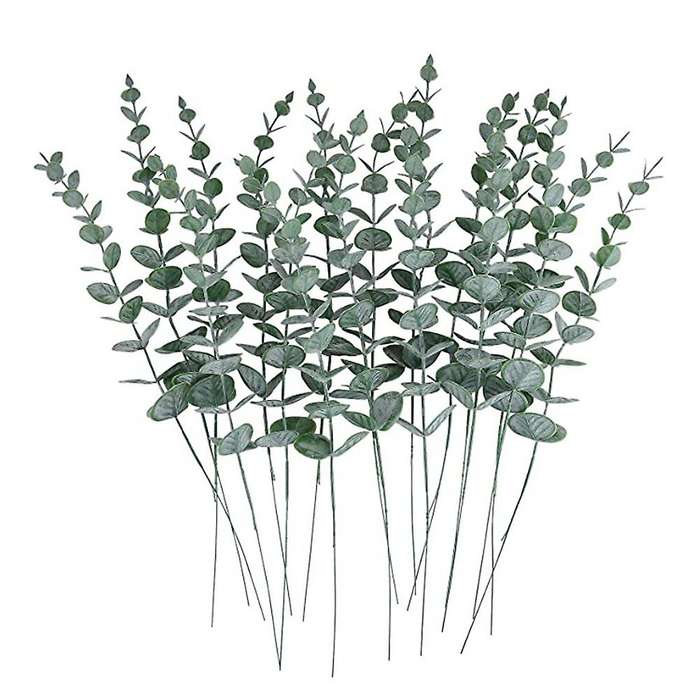 60pcs Eucalyptus Stems Decor Artificial Eucalyptus Leaves Branches