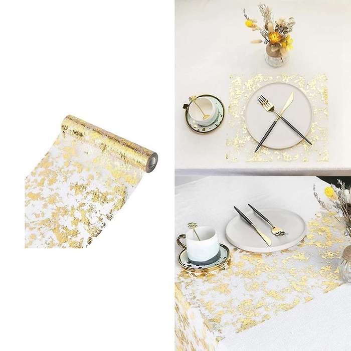 2pcs Table Runner, Sparkling Polyester Tulle Ribbon Roll