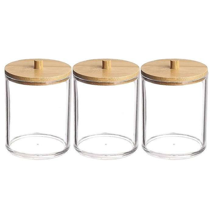 3pcs Storage Box Dresser Desktop with Cover Transparent Dust-proof
