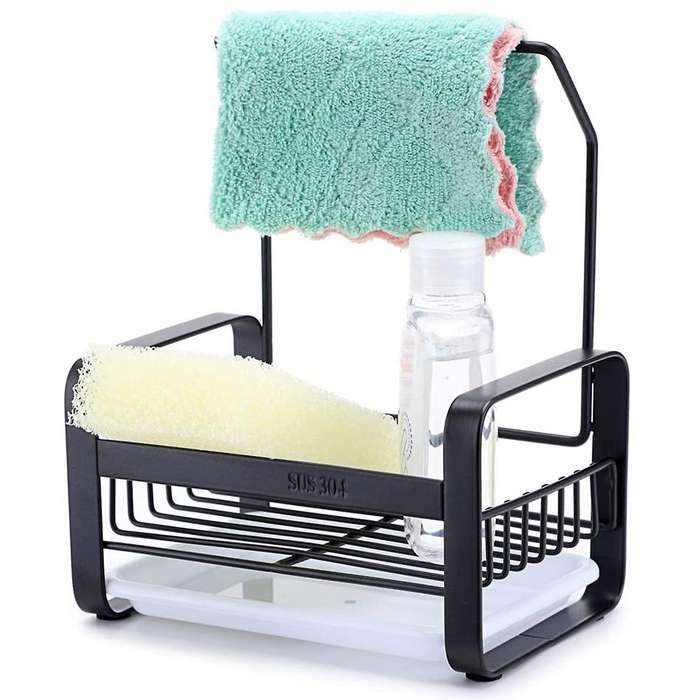 Stainless Steel Sponge Holder with Dishcloth Drying Rack