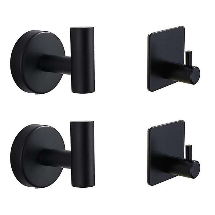 4pcs Towel Hook, Cabinet Closet Hook for Bathroom Kitchen (black)