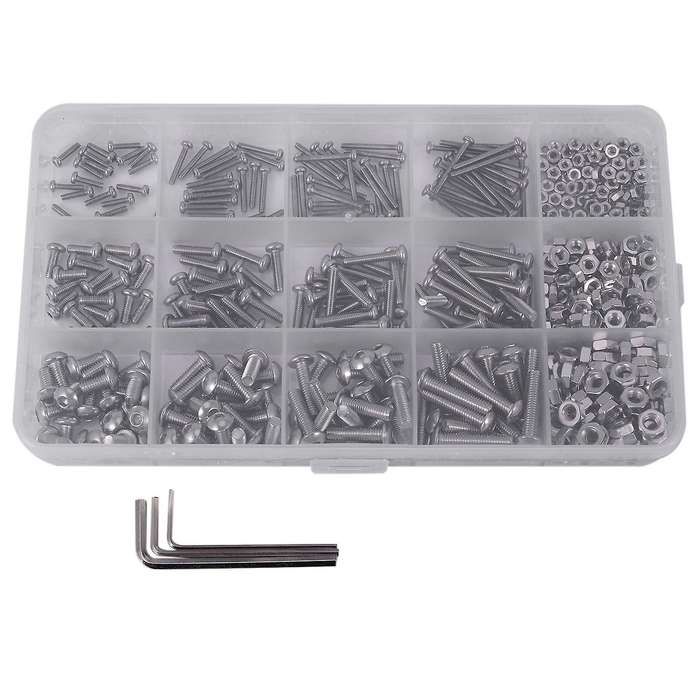 480pcs Button Head 12 Sizes Screw and Nuts Kit,m2 M3 M4 Steel Set