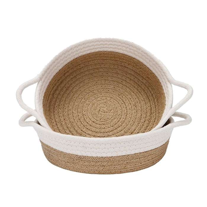 2-pack Cotton Rope Baskets, Fabric Tray, for Fruits, Jewelry, Keys,2