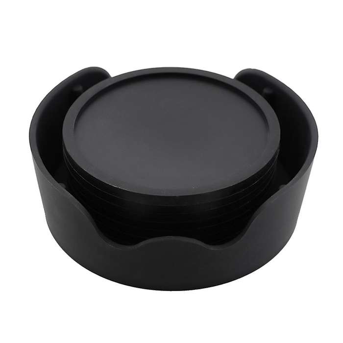 8 Pieces, Black Silicone Round Coasters, for Drinking Glasses, Cups