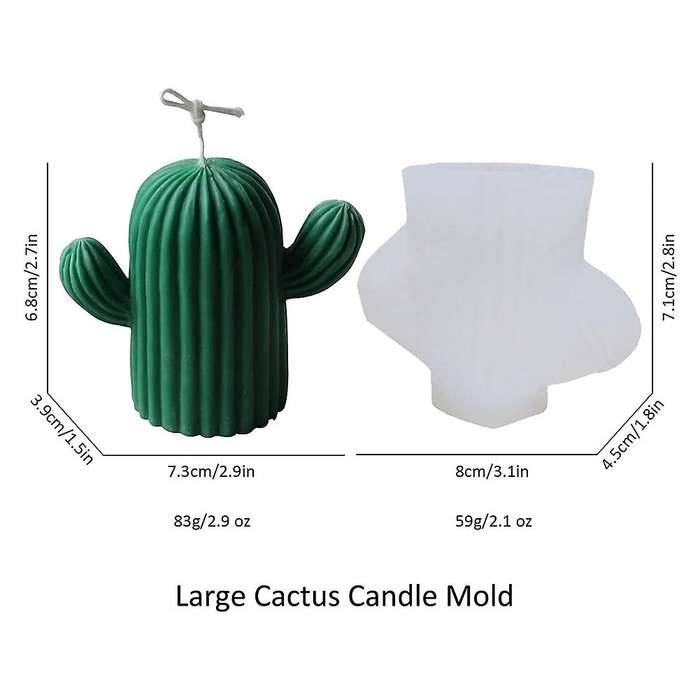 2 Pcs Of Cactus Silicone Candle Molds, for Candles Diy Handmade Soap