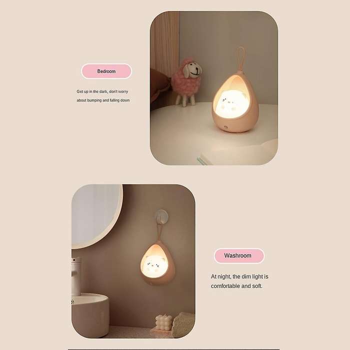 Led Night Light Sensor Control Cute Animal Human Induction Lamp White