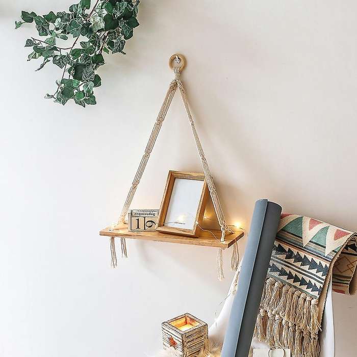 Wall Hanging Shelf - Boho Decor Shelf for Bedroom, Living Room