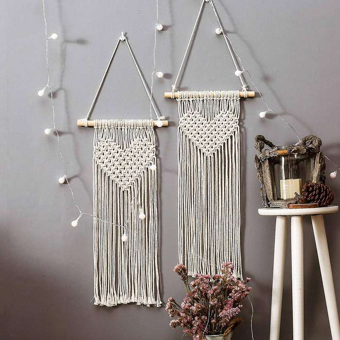 Bohemian Heart Macrame Woven Handmade Wall Hanging Home Decor Gifts