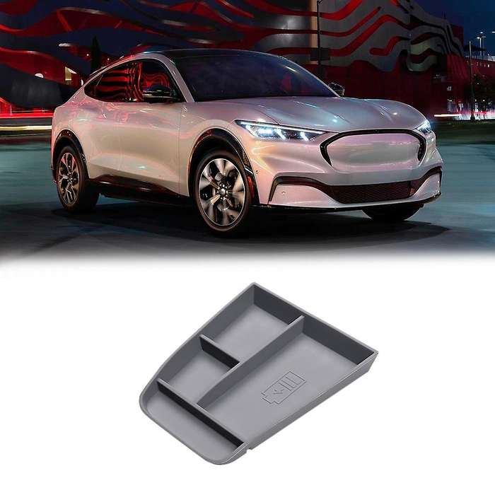 Car Armrest Storage Box for Ford Mustang Mach-e 2021 2022 Grey