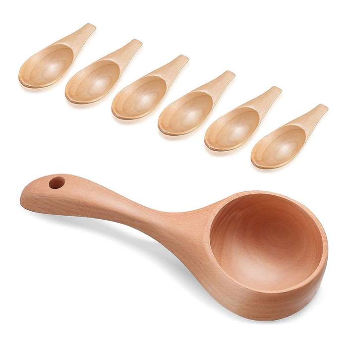 7 Pieces Bath Salt Scoop Mini Salt Scoop Set,wooden Ladle Spoon