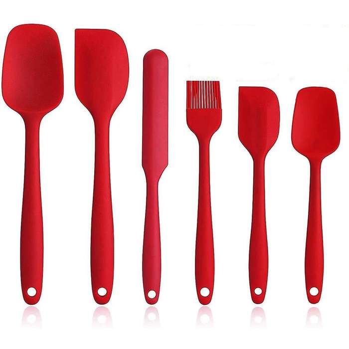 6 Piece Silicone Spatula Set-non Stick Rubber Spatulas Scraper Red