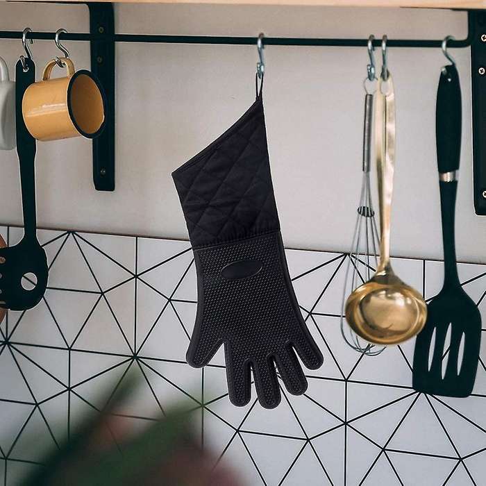 1 Pair Oven Gloves, Heat Resistant Silicone Bbq Gloves Extra Long