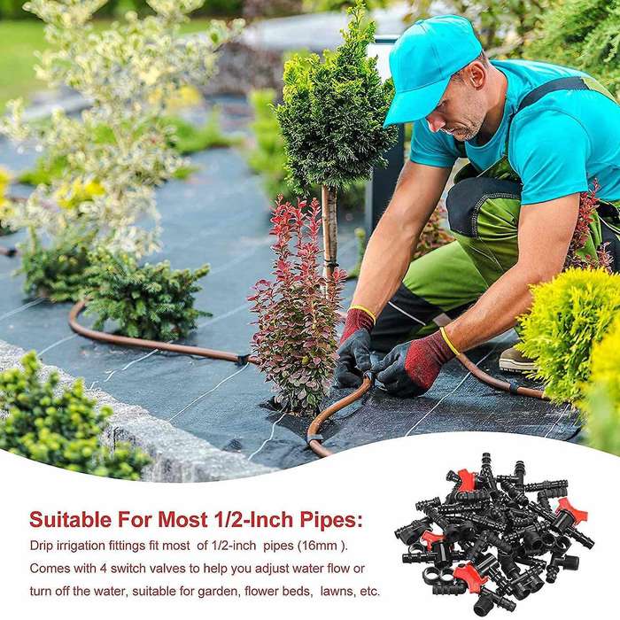52 Pcs Drip Irrigation Fittings Kit Irrigation Barbed Connectors