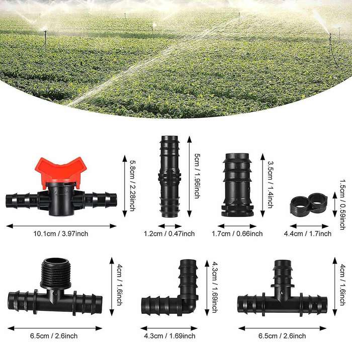 52 Pcs Drip Irrigation Fittings Kit Irrigation Barbed Connectors
