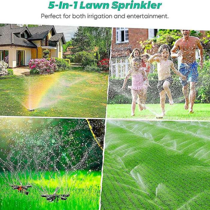 Lawn Sprinklers,5-in-1 Lawn Sprinkler 360-degree Rotation, 5 Arms, B