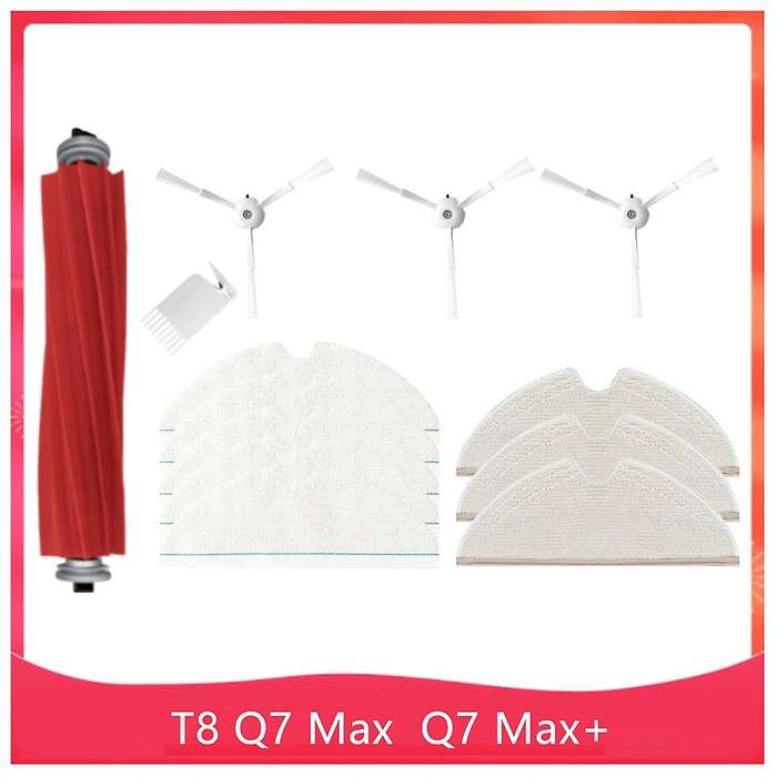 13pcs for Roborock Q7 Max / Max+ Mop Cloth Detachable Main Side Brush