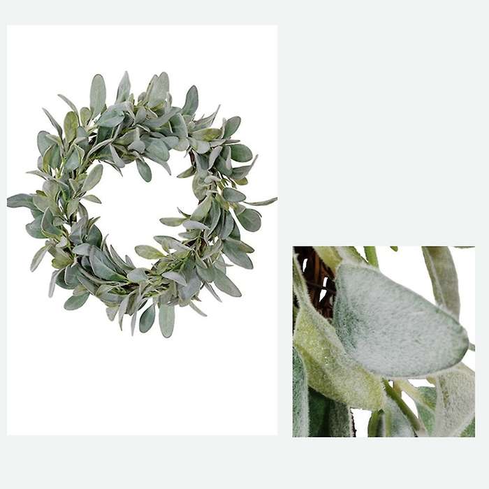 Spring Flocked Lambs Ear Wreath,foliage Wreath for Front Door