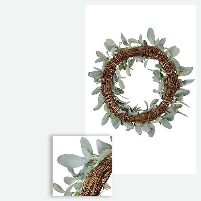 Spring Flocked Lambs Ear Wreath,foliage Wreath for Front Door
