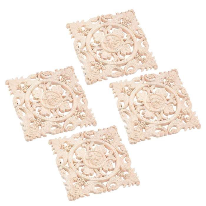 Carving Checkered Applique Unpainted Decal for Furniture Decoration