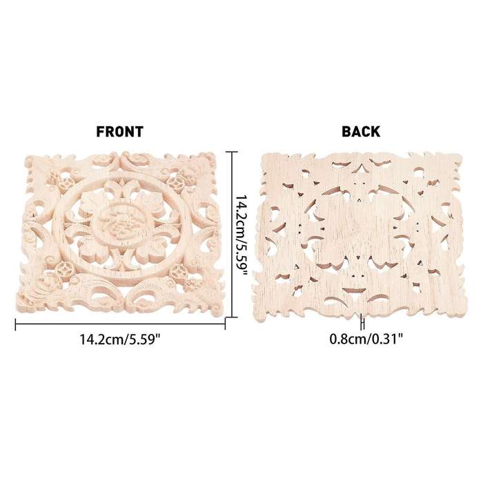 Carving Checkered Applique Unpainted Decal for Furniture Decoration